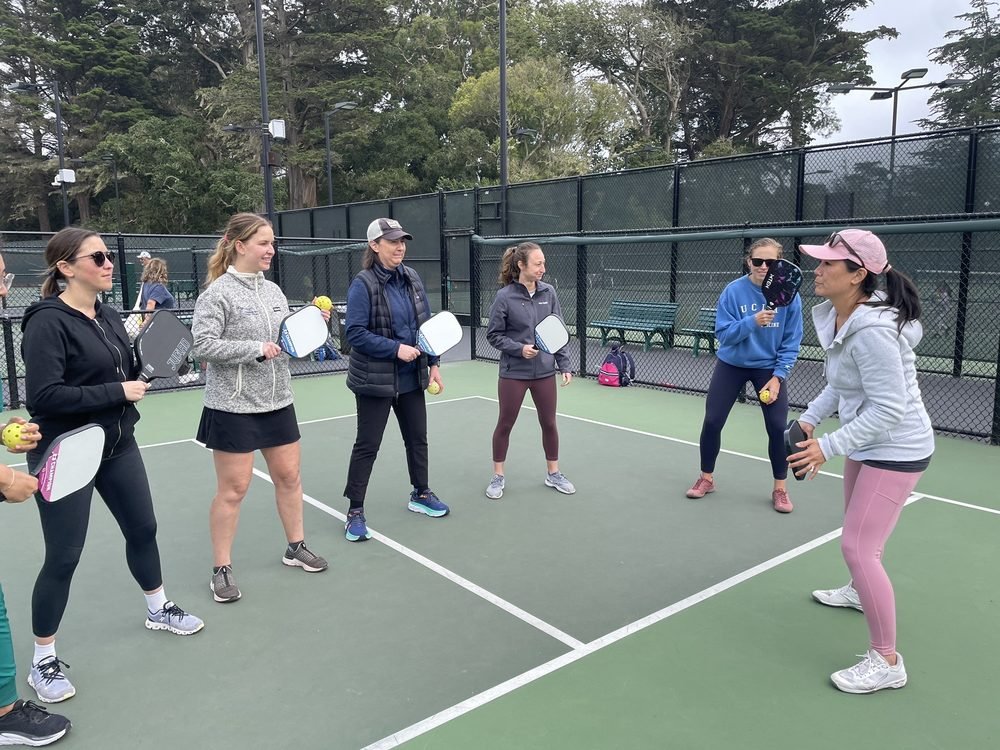Pickleball player in action